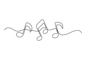 Treble clef and music notes continuous one line drawing graphic illustration vector