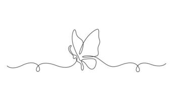Continuous single line drawing of flying butterfly graphic illustration vector