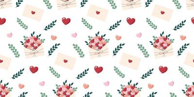 Hearts in craft envelope. Seamless pattern for Valentines Day, Womens Day, Mothers Day. Pattern for fabric, wrapping paper, cards. illustration vector
