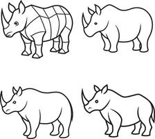 rhinoceros set icon design image vector