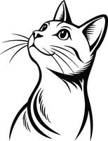 Silhouette of a Cat Pondering Above vector