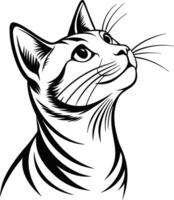 Intrigued Cat Staring Upward Silhouette Art vector