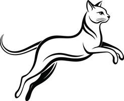 Smooth Motion of a Jumping Cat in Line Art vector