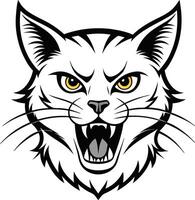 Fierce Expression of an Angry Cat Silhouette vector