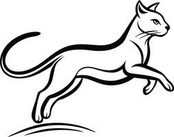 Artistic Leap of a Cat in Minimalist Lines vector