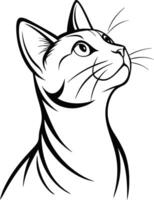 Thoughtful Cat Glancing Up Silhouette Art vector