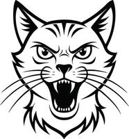 Dark Silhouette of a Furious Cat Face vector