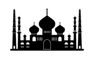 A beautiful silhouette of Islamic mosque with three domes and four minarets vector