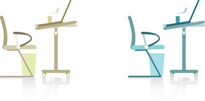 a chair with a laptop on it and a chair with a laptop on it vector