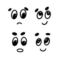 hand-drawn illustrations of various cute cartoon faces with different emotions. vector