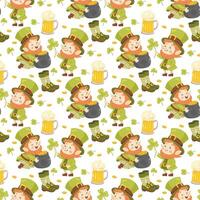 a Seamless St. Patricks pattern. Cute leprechauns. For background, wrapping paper, fabric vector