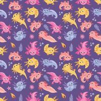 Seamless pattern with axolotl vector