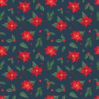 Seamless pattern with beautiful poinsettias. Endless textures for your design vector