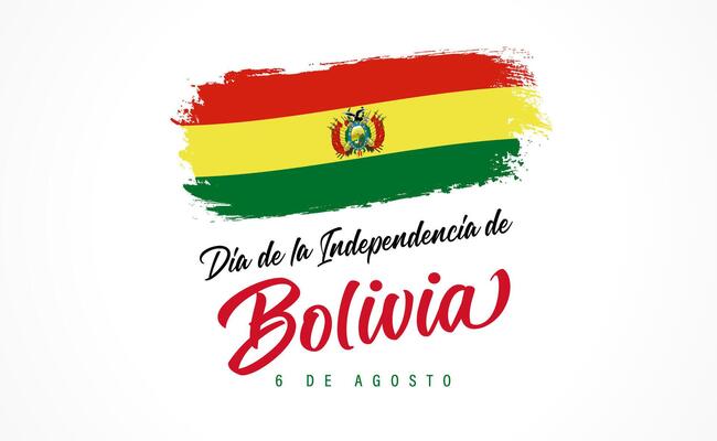 Independence Day of Bolivia, August 6. Flag in brush strokes shape, greeting card creative concept
