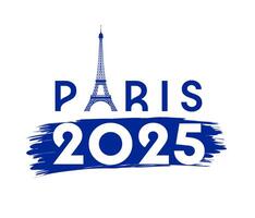 Paris 2025, travel logo concept with Eiffel Tower. Ticket design. vector