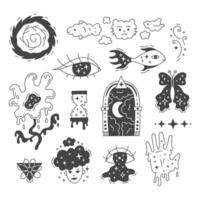 Psychedelic and Surreal Doodle Set vector