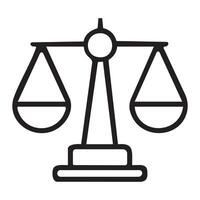 A black and white illustration of a scale of justice vector