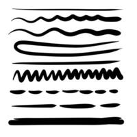 Set of artistic grunge strokes. Doodle lines, various dividers for web sites. vector