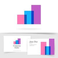 Abstract logo of audit analysis financial sales graph agency on business card template design, increase growth chart element, concept of stock market broker sign, progress stats broker trading vector