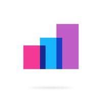 Abstract audit analysis financial sales graph agency logo , increase growth chart elements, three geometric shapes, concept of stock market broker sign, progress stats broker trading icon vector