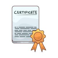 illustration of certificate with ribbon vector