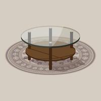 a round glass coffee table with a wooden base vector