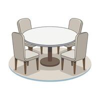 a round table and four chairs in an oval shape vector