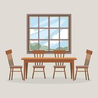 dining room table with chairs and window vector