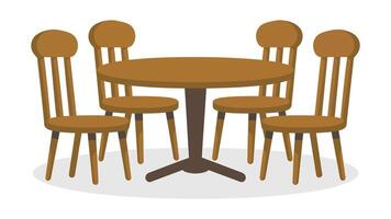 a table and chairs with a round table vector