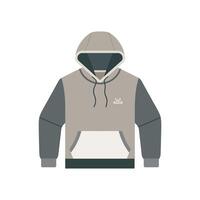 a hoodie with a white and grey color block vector
