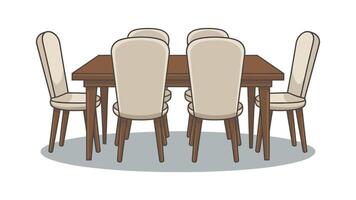 a dining table with four chairs vector