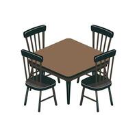 Minimalist Empty Dining Table and Chair Illustration isolated on white background vector