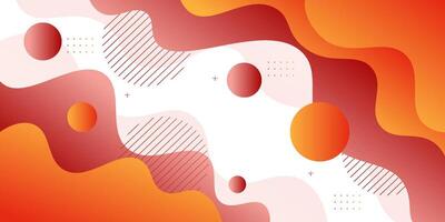 Red and orange geometric business banner design. Creative banner design with wave and circle shape as template. Simple design on white horizontal banner. eps10 vector