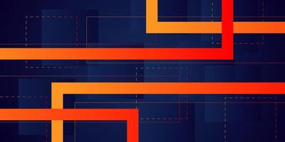 Bright orange geometric square business banner design. Creative banner design with overlapping shapes and lines as template. Simple dark blue horizontal banner. Eps10 vector