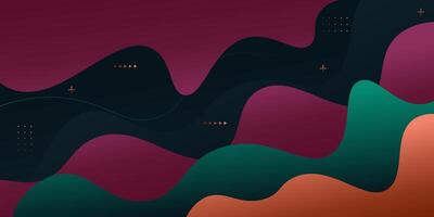 Abstract colorful wave background with solid color purple orange green in the background. Eps10 vector