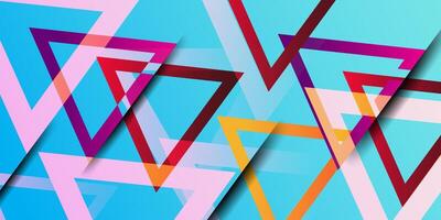 Abstract futuristic geometric background with dark blue triangles and colorful gradient shapes overlapping. Triangle shape pattern. eps10 vector