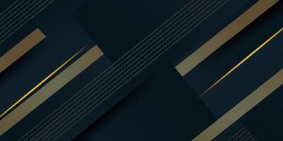 Abstract dark blue gradient background with square shape pattern and 3D gold lines. Dynamic and luxury design. eps10 vector