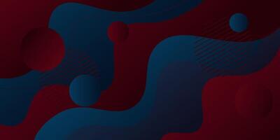 Modern dark blue and red geometric business banner design. Creative banner design with wave and circle shape as template. Simple horizontal banner. Eps10 vector