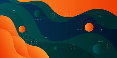 Orange and green geometric business banner design. Creative banner design with wave shape and line background for template. Simple horizontal banner. Eps10 vector