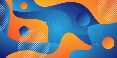 Orange and blue geometric business banner design. Creative banner design with wave and circle shape as template. Simple horizontal banner. Eps10 vector