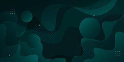 Dark green wave background with simple shapes. Simple green wave design. Modern geometric shape concept. Eps10 vector