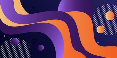 Purple and orange geometric business banner design. Creative banner design with wave and circle shape as template. Simple horizontal banner. Eps10 vector