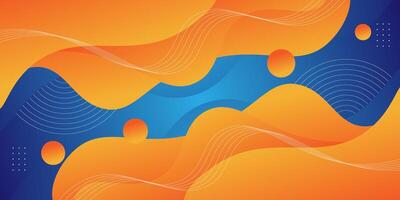 Blue and orange geometric business banner design. Creative banner design with wave and line shapes as template. Simple horizontal banner.Eps10 vector