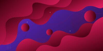 Red geometric business banner design. Creative banner design with wave and circle shape as template. Simple design on purple horizontal banner. Eps10 vector
