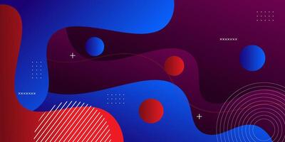 Colorful geometric wave 3D background. Purple color elements with blue and red fluid gradient pattern. Dynamic shape composition. eps10 vector