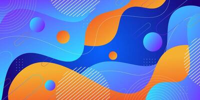 Abstract gradient wave background in blue and orange with simple shape elements. Dark blue background design. Elegant concept. Eps10 vector