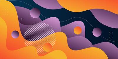 Purple and orange geometric business banner design. Creative banner design with wave and line shapes as template. Simple design on horizontal banner. Eps10 vector