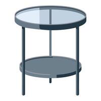 a round table with a glass top and a metal base vector