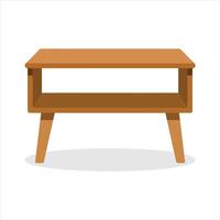 wooden table with shelf on white background vector