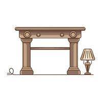 a fireplace with a lamp on top of it vector
